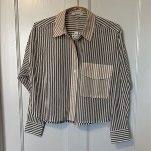 Madewell Beige and Gray Striped Shirt - 100% Cotton